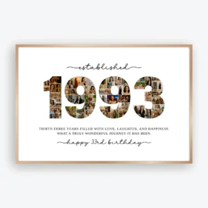 1993 photo collage template for 33rd birthday