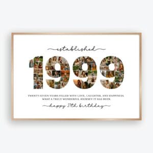 1999 Photo Collage Template, 27th Birthday Number Collage, Editable Canva