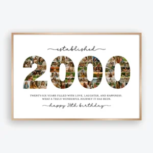 Editable 2000 photo collage template for 26th birthday