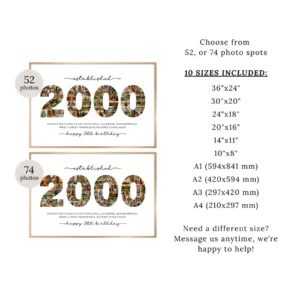 Alternative view of Editable 2000 Photo Collage Template, 26th Birthday Number Collage, Personalized Canva Poster