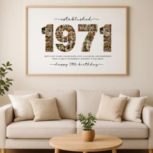 Editable 1971 number photo collage Canva template