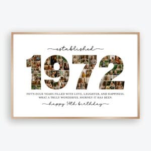1972 photo collage template for 54th birthday