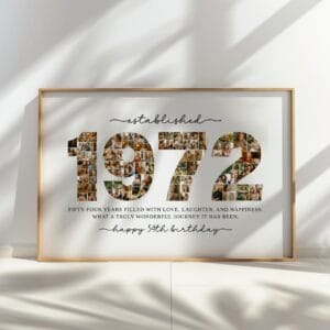 1972 photo collage template for 54th birthday