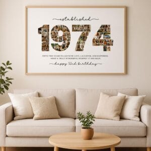 1974 Photo Collage Template editable Canva birthday poster
