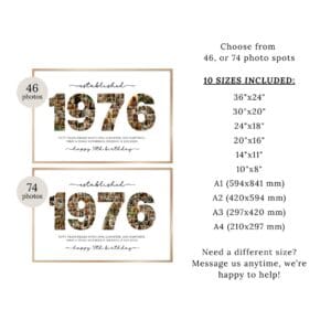 1976 Photo Collage Template 50th birthday personalized Canva poster