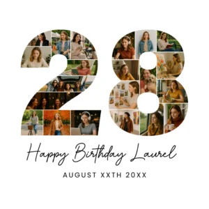 28th Birthday Collage number 28 Canva template