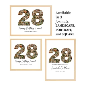 Alternative view of 28th Birthday Photo Collage Template, Personalized 28th Birthday Gift for Her, Women, Number Collage Family Gift, Birthday Gift