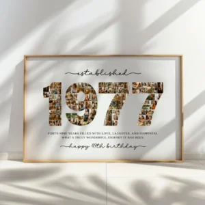 Editable 1977 Photo Collage Birthday Template, 49th Birthday Number Collage, Personalized Year Photo Poster, Canva Digital Download - Image 8