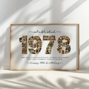 1978 Photo Collage Birthday Template, 48th Birthday Number Memory Poster, Personalized Year Photo Gift, Editable Canva Digital Download - Image 7