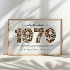1979 Photo Collage Birthday Template, 47th Birthday Number Poster, Personalized Year Photo Display, Editable Canva Digital Download - Image 5