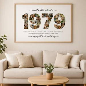 1979 Photo Collage Birthday Template, 47th Birthday Number Poster, Personalized Year Photo Display, Editable Canva Digital Download - Image 6