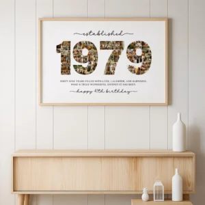 1979 Photo Collage Birthday Template, 47th Birthday Number Poster, Personalized Year Photo Display, Editable Canva Digital Download - Image 8