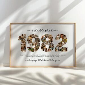 1982 Photo Collage Template, 44th Birthday Number Collage, Personalized Year Photo Poster, Editable Canva Digital Download - Image 5