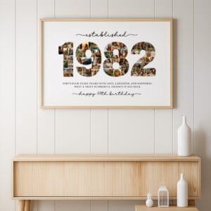 1982 Photo Collage Template, 44th Birthday Number Collage, Personalized Year Photo Poster, Editable Canva Digital Download - Image 8