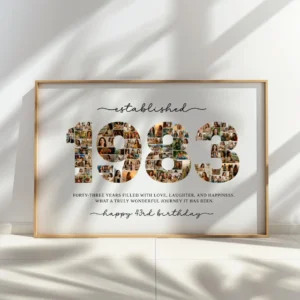 1983 Photo Collage Template, 43rd Birthday Number Collage, Personalized Year Photo Poster, Editable Canva Digital Download - Image 5