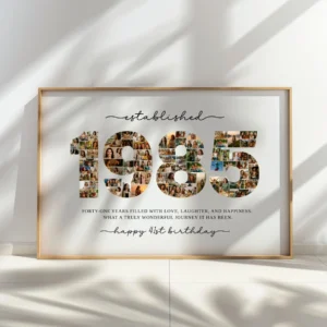 41st Birthday Photo Collage 1985, Editable Year Number Template, Personalized Birthday Poster, Custom Canva Digital Download - Image 5