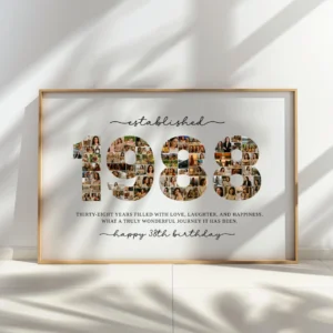 1988 Photo Collage Template, 38th Birthday Number Collage, Editable Canva Poster, Personalized Year Photo Gift - Image 4