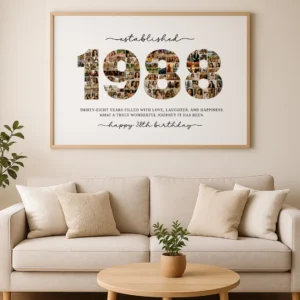 1988 Photo Collage Template, 38th Birthday Number Collage, Editable Canva Poster, Personalized Year Photo Gift - Image 6