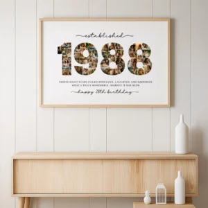 1988 Photo Collage Template, 38th Birthday Number Collage, Editable Canva Poster, Personalized Year Photo Gift - Image 8