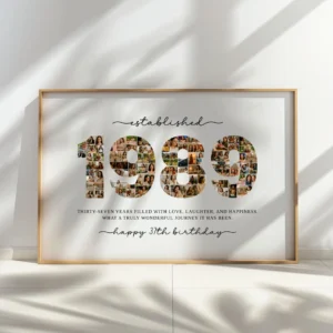 1989 Photo Collage Template, 37th Birthday Number Collage, Editable Canva Poster, Personalized Year Photo Gift - Image 5