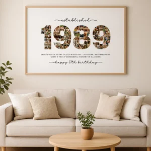 1989 Photo Collage Template, 37th Birthday Number Collage, Editable Canva Poster, Personalized Year Photo Gift - Image 7