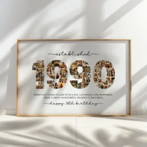 1990 Photo Collage Template | 36th Birthday Number Collage - Image 6