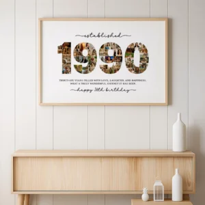 1990 Photo Collage Template | 36th Birthday Number Collage - Image 8
