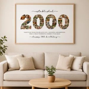 Editable 2000 Photo Collage Template, 26th Birthday Number Collage, Personalized Canva Poster - Image 7