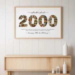 Editable 2000 Photo Collage Template, 26th Birthday Number Collage, Personalized Canva Poster - Image 8