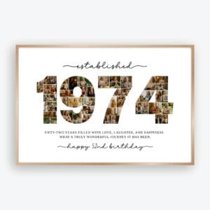 1974 Photo Collage Template 52nd birthday personalized Canva design