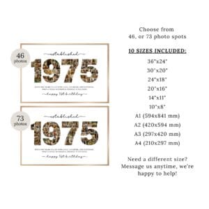 1975 birthday memory collage personalized photo poster