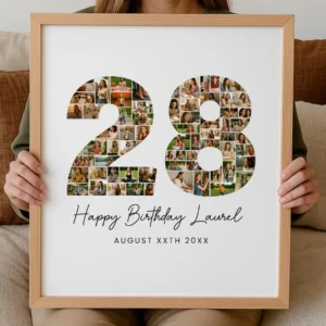 28th Birthday Photo Collage Template, Personalized 28th Birthday Gift for Her, Women, Number Collage Family Gift, Birthday Gift - Image 8