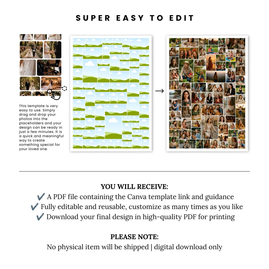 70 Photo Collage Template – Editable Canva Memory Collage Poster