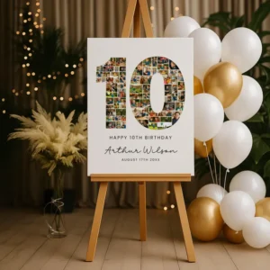 10th Birthday Photo Collage Template custom boy gift Canva template