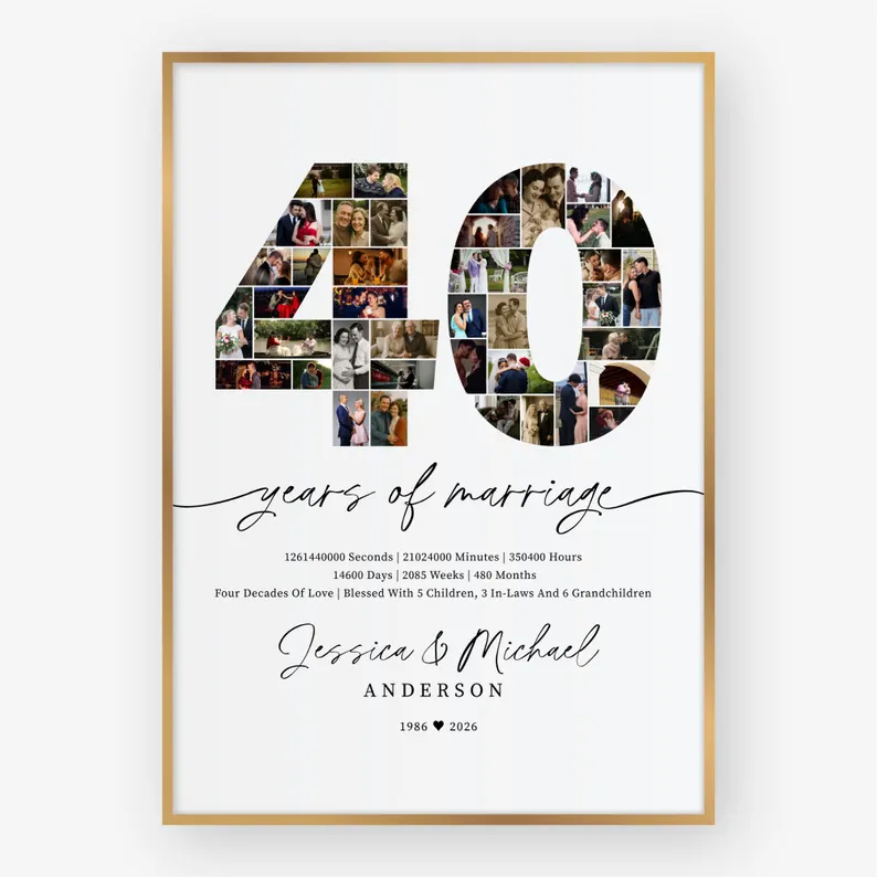 40th Anniversary Photo Collage Template custom Canva design