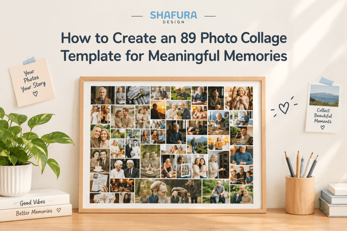 89 photo collage template with center photo 89 photo collage template in Canva Portrait 89 photo collage template Editable 89 photo memory collage