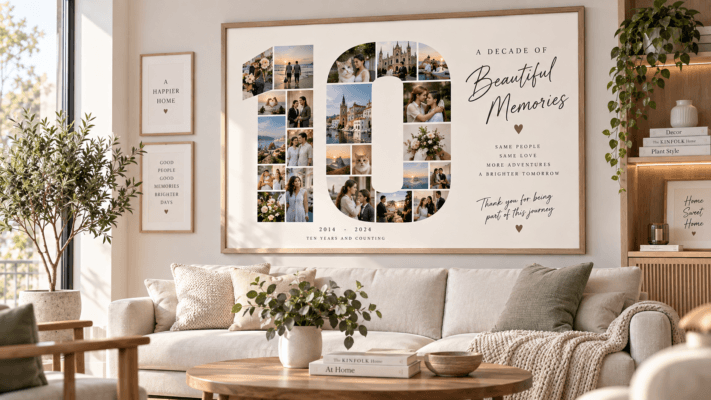 Professional photo collage design with organized photo layouts and creative memory display