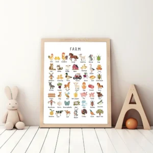Educational farm animal poster for kids