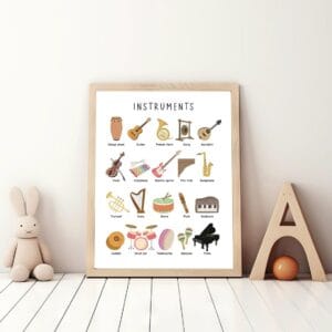 Educational musical instruments wall art