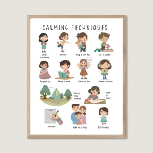 Calming Techniques Poster for toddlers printable coping skills chart