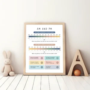 Printable time telling wall art for kids