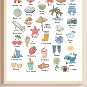 Preschool alphabet poster with summer theme