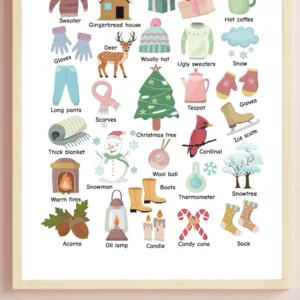 Preschool alphabet poster with winter theme