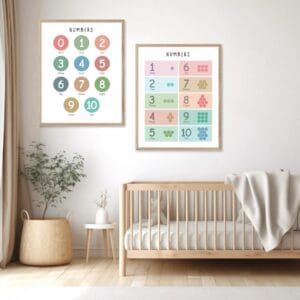 Rainbow Numbers Poster printable wall art for kids room