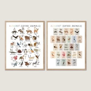 Safari Animal Alphabet Poster with African animals from A to Z