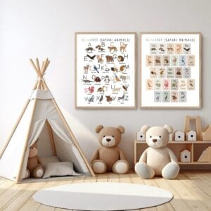 Printable A to Z animal poster for preschool classroom