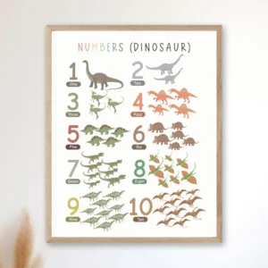 Dino numbers print for preschool and early learning
