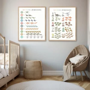 Kids dinosaur wall art for preschool learning