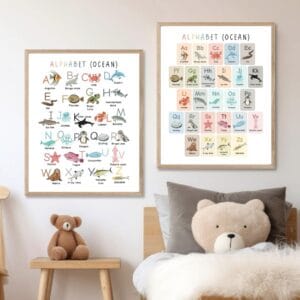 Educational ocean alphabet print for preschool learning