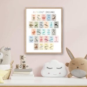 Ocean Animals Alphabet Poster for early literacy learning